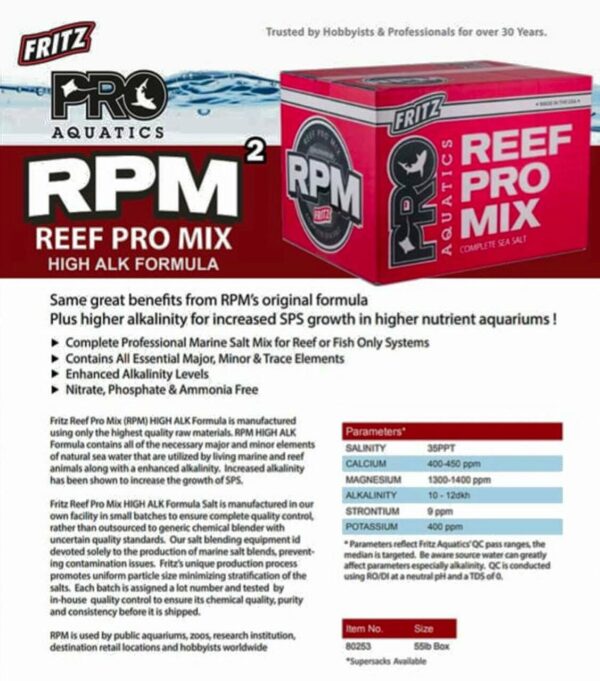 FritzPRO RPM Redline HIGH ALK Salt Mix RED Box (55 lbs) - Image 2