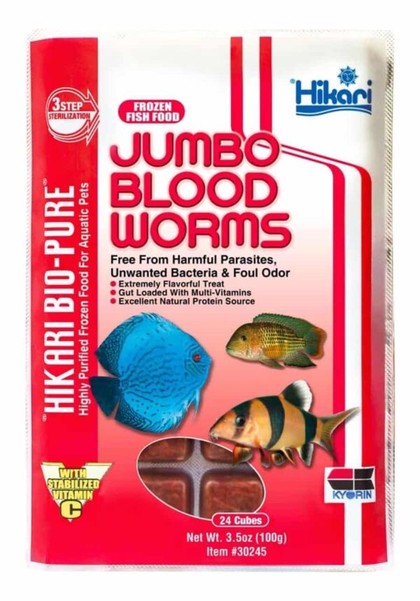 Frozen Jumbo Bloodworm Fish Food - Hikari Bio-Pure - Image 1
