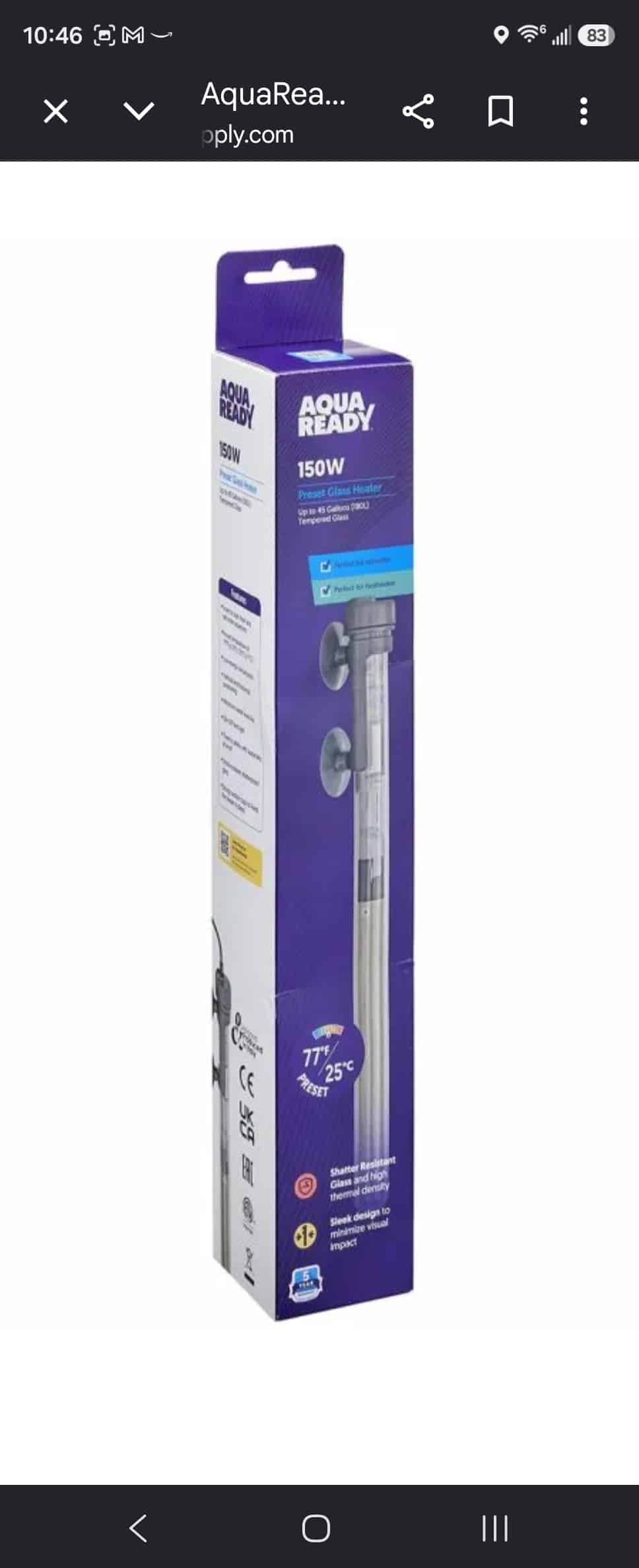 150w Heater (preset glass) – Aqua Ready